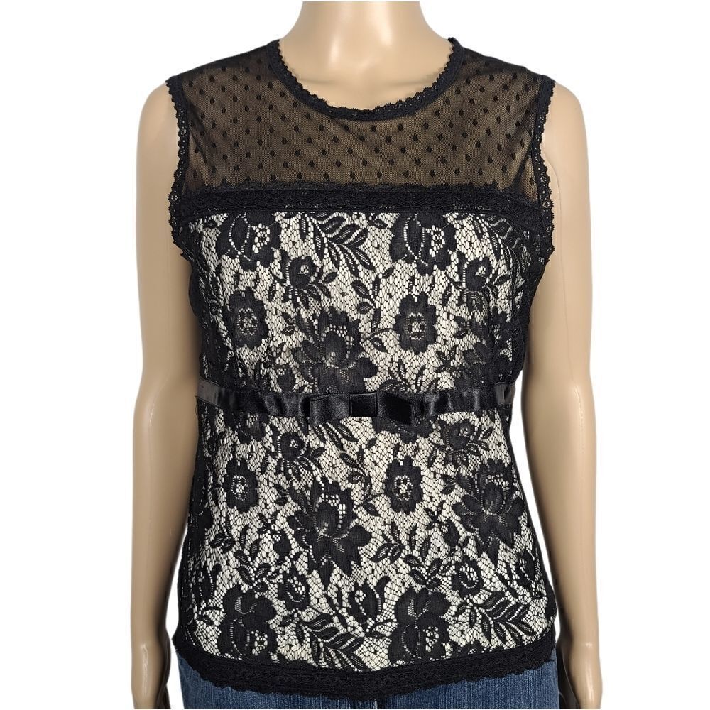 New York & Company Black Lace Sleeveless Top